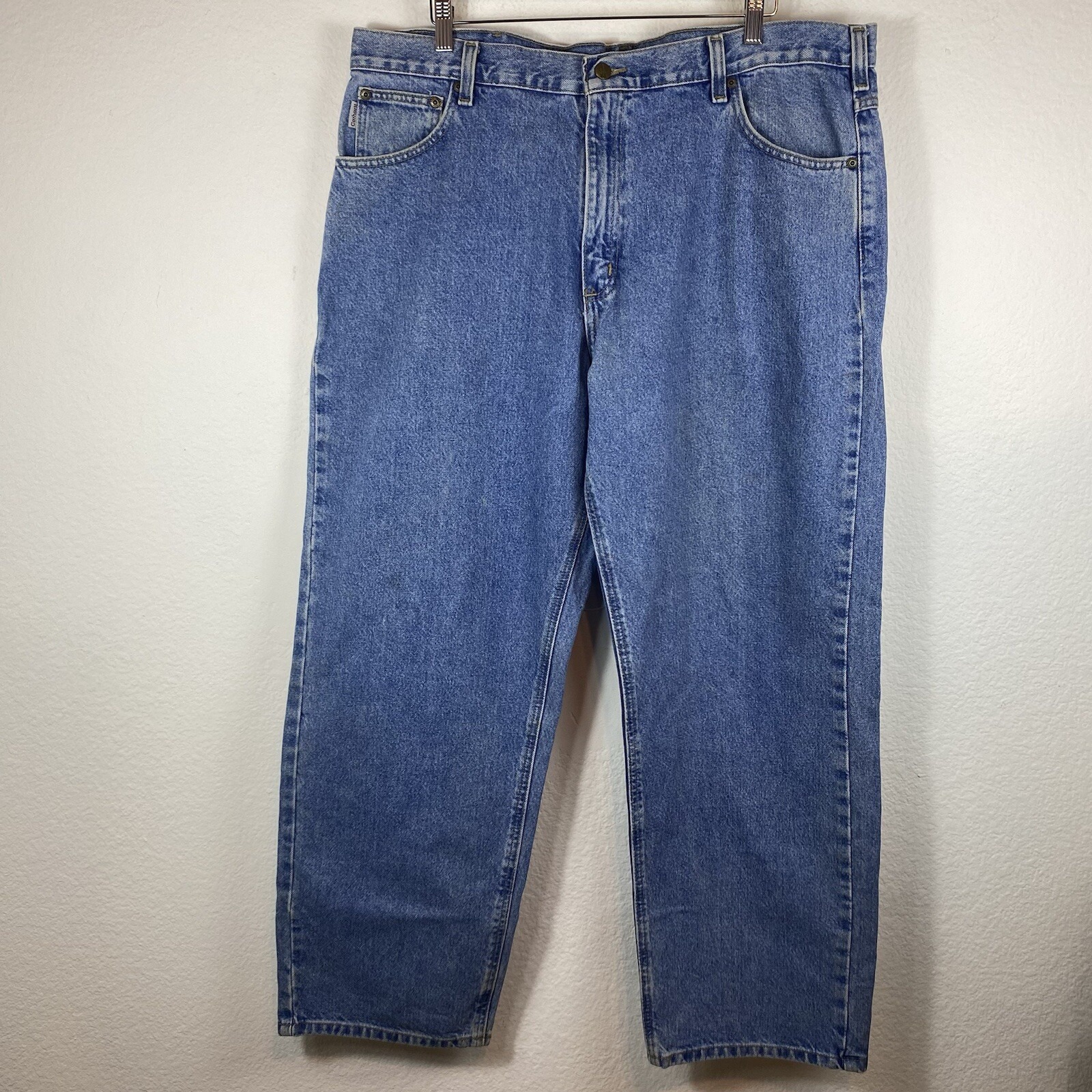 Carhartt Mens 42x32 Jeans B167 Stw Loose Fit Light Denim High Risecasual Western